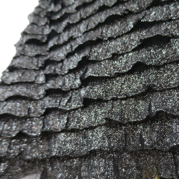 Free People Rows of Ruffles Dress Black Glitter Cascade Ruffle Slip Dress M NWOT - Picture 12 of 16